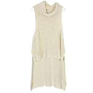 Free People Skyscraper Sleeveless Turtleneck Sweater Womens Size Small Cream